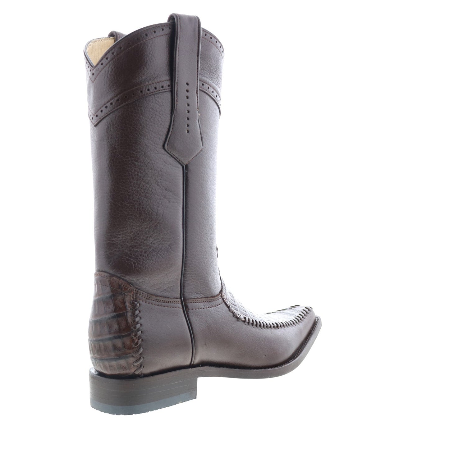 Los Altos Narrow Square Toe Caiman Belly Mens Brown Wide Cowboy Western Boots