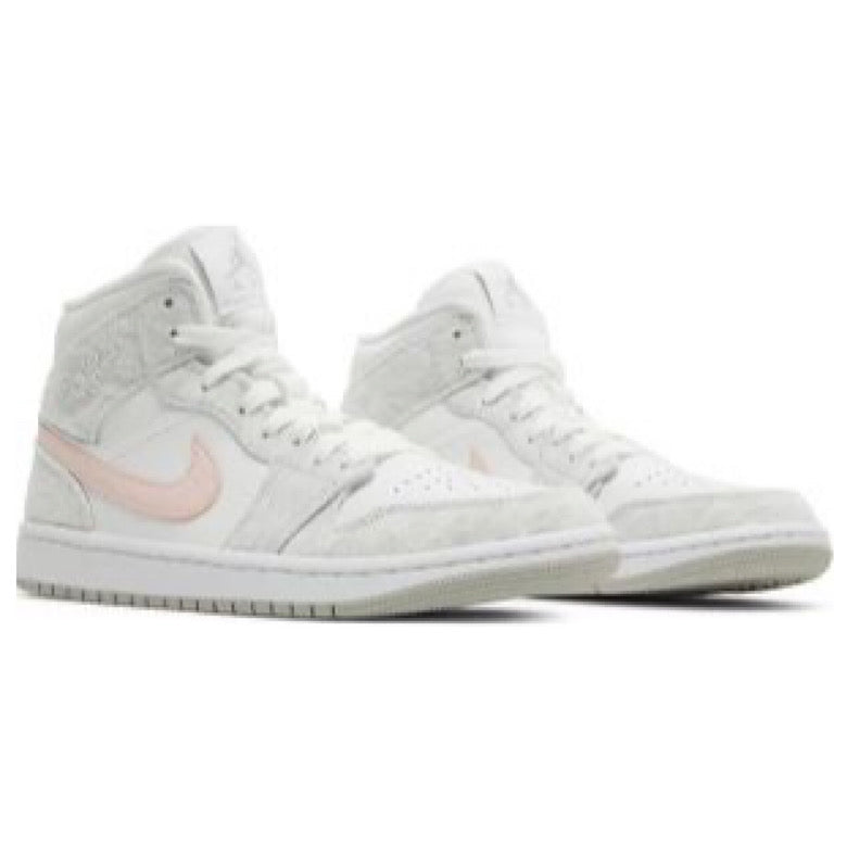Nike Womens Air Jordan 1 Mid SE Sneakers - 'White Light Iron Ore'