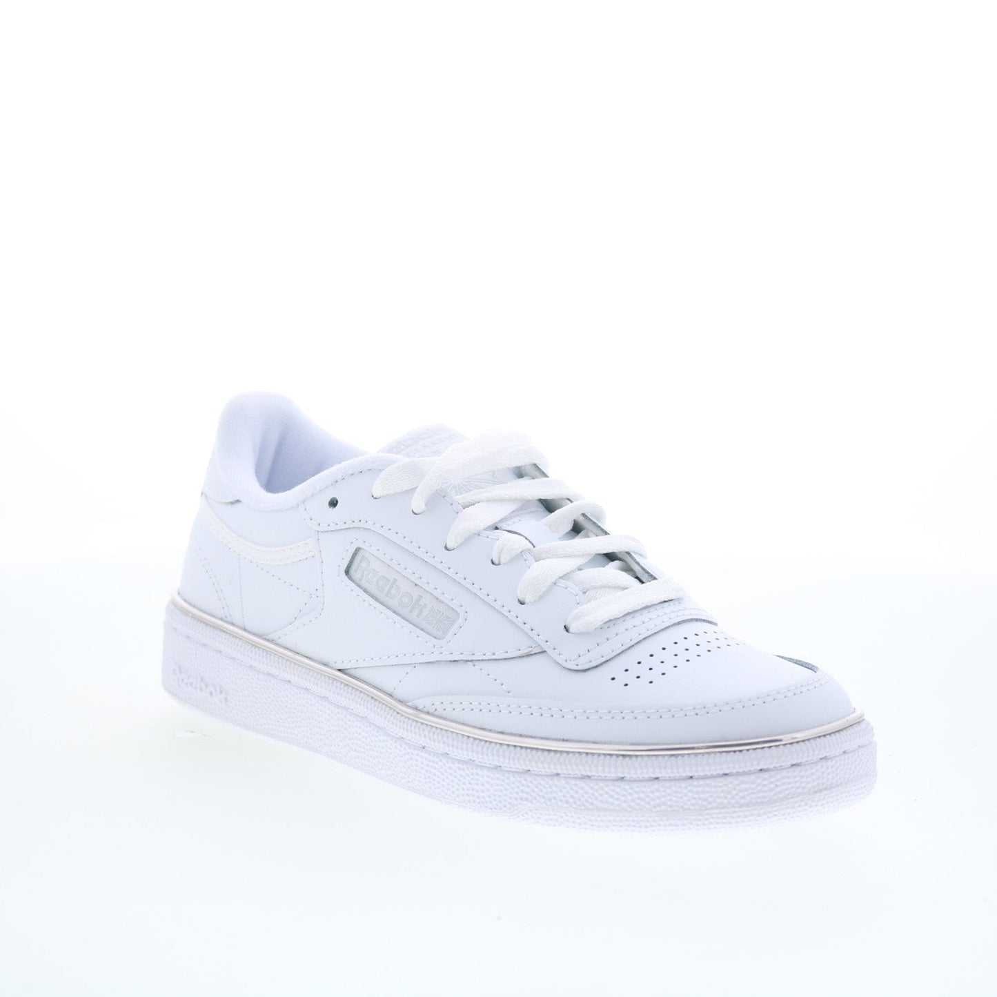 Reebok Club C 85 Womens White Leather Lace Up Lifestyle Sneakers Shoes