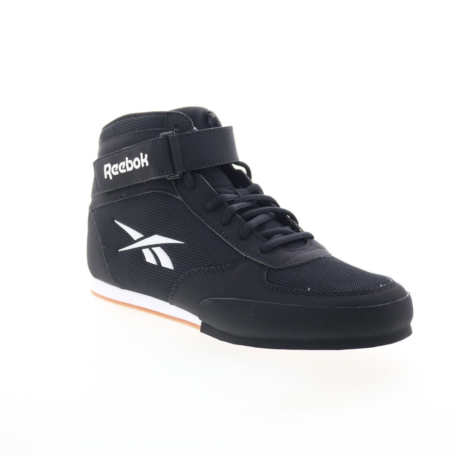 Reebok Boxing Mid Mens Black Synthetic Lace Up Athletic Boxing Shoes