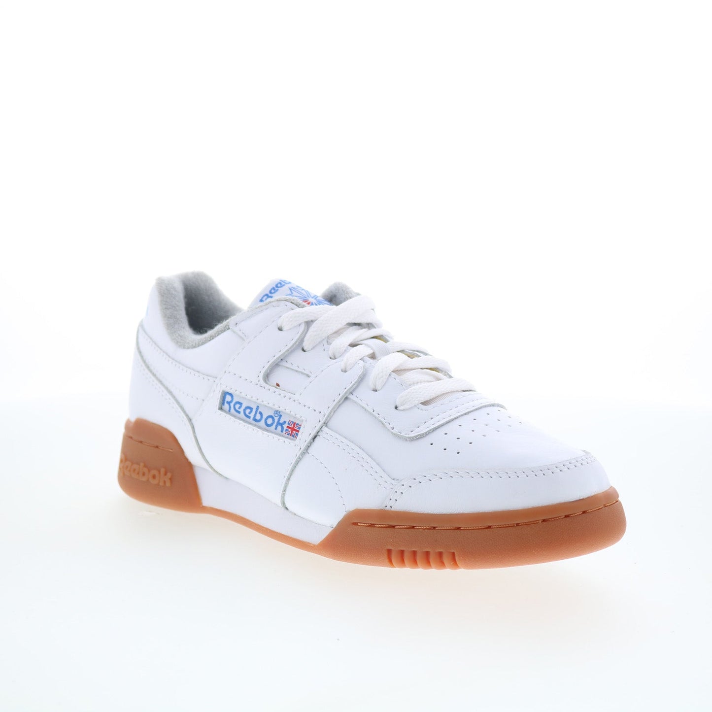 Reebok Workout Plus Mens White Leather Lace Up Lifestyle Sneakers Shoes