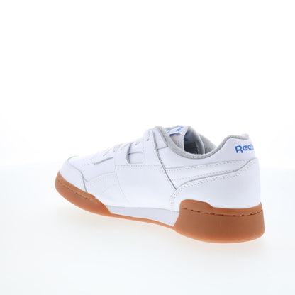 Reebok Workout Plus Mens White Leather Lace Up Lifestyle Sneakers Shoes