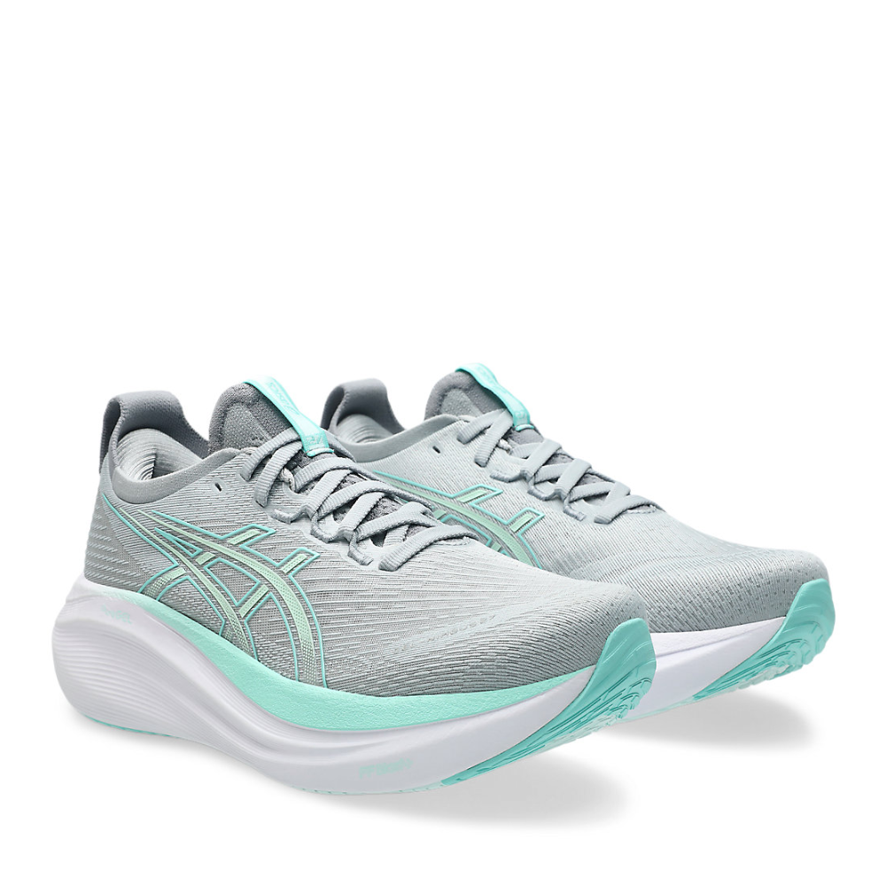 Gel-Nimbus 27 (Wide) Women's :Piedmont Grey | Illuminate Mint