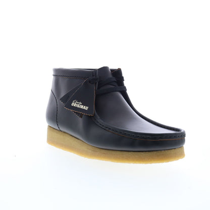 Clarks Wallabee Boot 26179167 Mens Black Leather Lace Up Chukkas Boots
