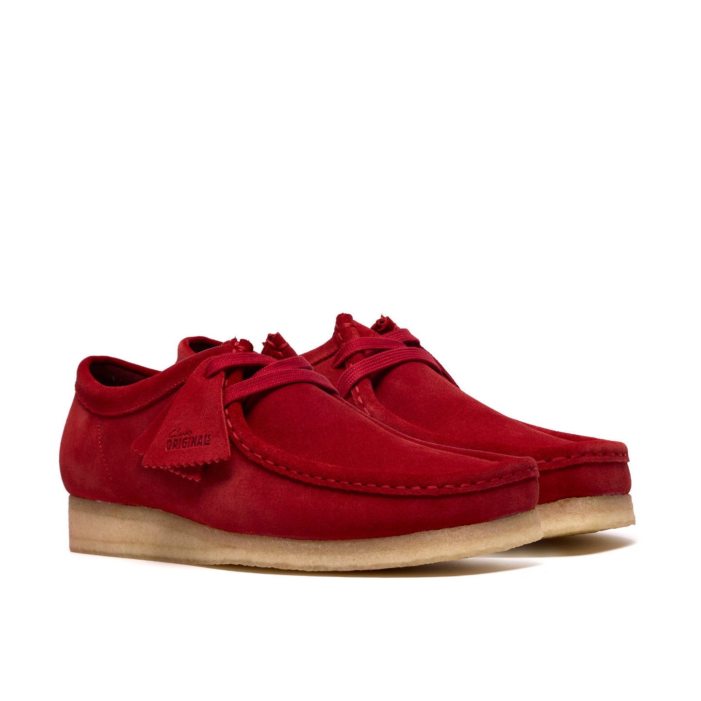 Clarks Wallabee 26186772 Mens Red Suede Oxfords & Lace Ups Casual Shoes