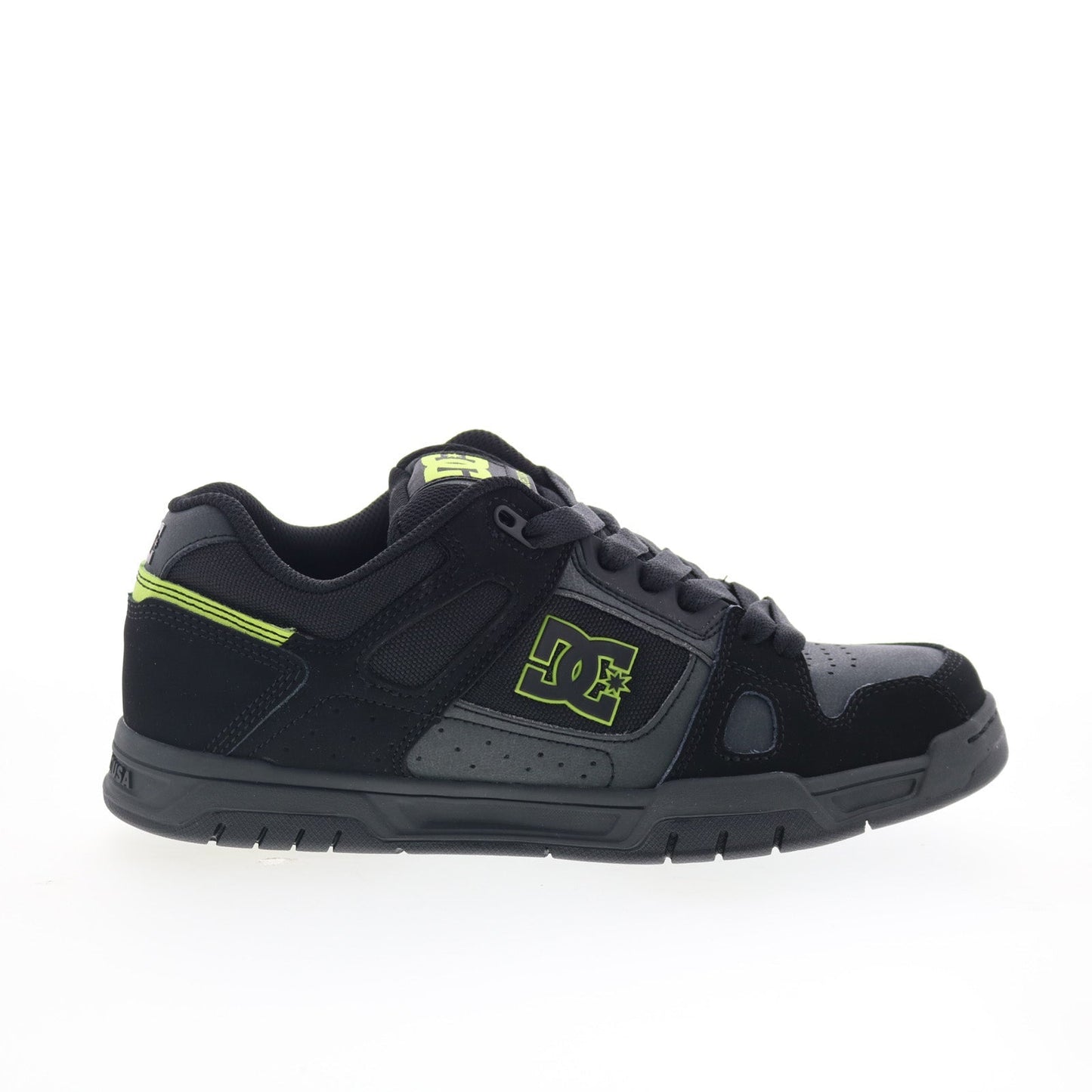 DC Stag 320188-BL4 Mens Black Nubuck Lace Up Skate Inspired Sneakers Shoes