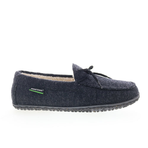 Minnetonka Eco Oak 4715-CHR Mens Gray Canvas Slip On Loafer Slippers Shoes