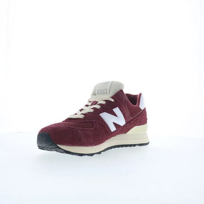 New Balance 574 U574RBK Mens Red Suede Lace Up Lifestyle Sneakers Shoes