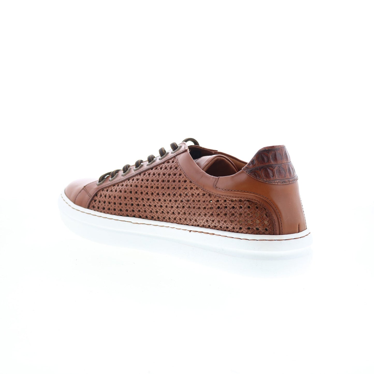 Zelli Italia Vento Calfskin Embossed Crocodile Mens Brown Sneakers Shoes
