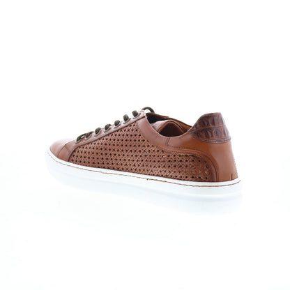Zelli Italia Vento Calfskin Embossed Crocodile Mens Brown Sneakers Shoes