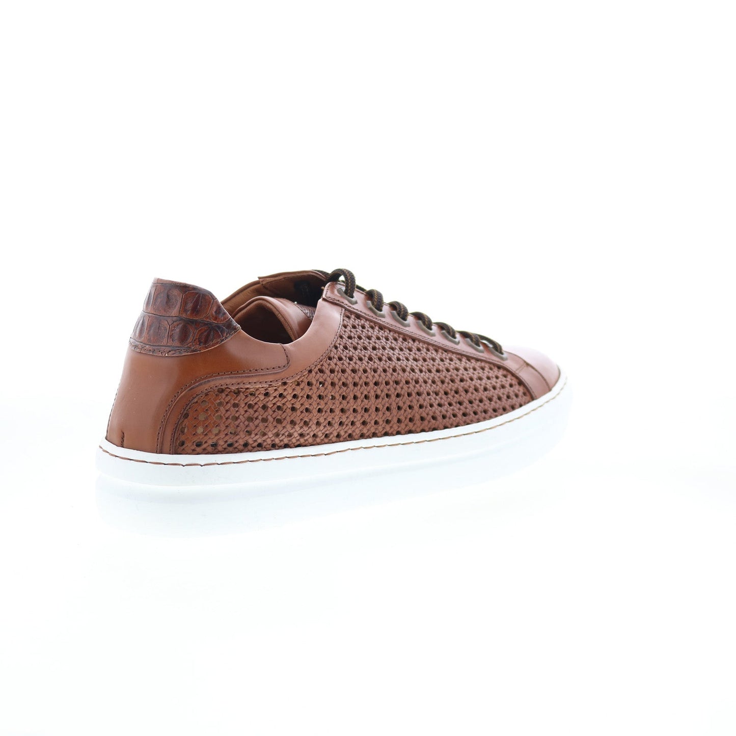 Zelli Italia Vento Calfskin Embossed Crocodile Mens Brown Sneakers Shoes