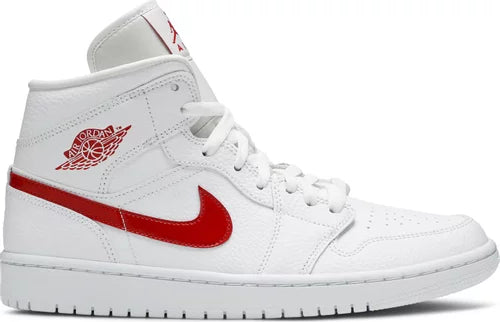 Nike Womens Air Jordan 1 Mid Sneakers - 'White University Red'