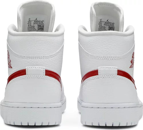 Nike Womens Air Jordan 1 Mid Sneakers - 'White University Red'