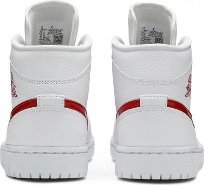 Nike Womens Air Jordan 1 Mid Sneakers - 'White University Red'