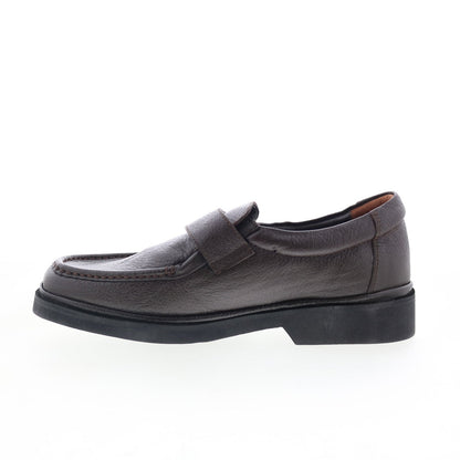 Hitchcock 7192 Mens Brown Extra Wide 3E Leather Loafers Casual Shoes