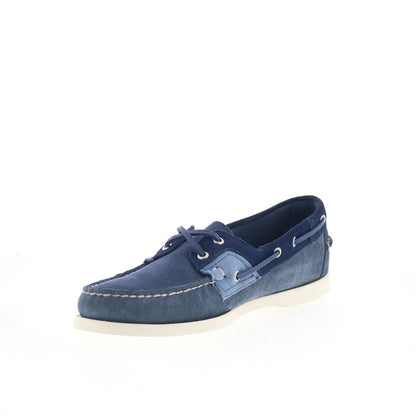 Sebago Ross Island JIB Shadow Mens Blue Suede Loafers & Slip Ons Boat Shoes