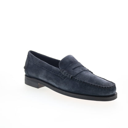Sebago Classic Dan Flesh Out Mens Blue Suede Loafers & Slip Ons Penny Shoes