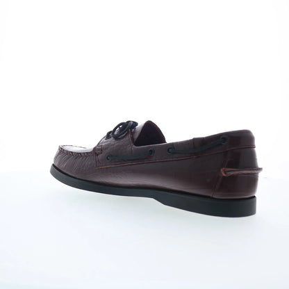 Sebago Portland Exotic Mens Burgundy Leather Loafers & Slip Ons Boat Shoes