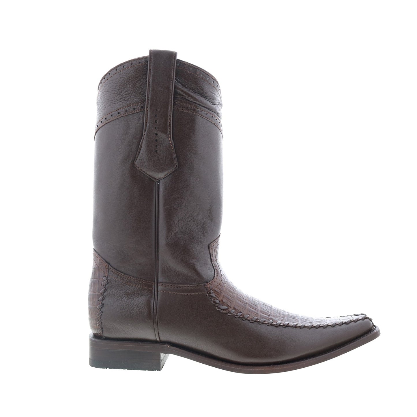 Los Altos European Square Toe Caiman Belly Mens Brown Wide Cowboy Western Boots