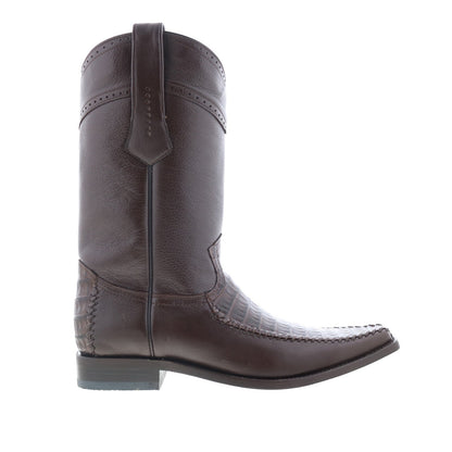 Los Altos Narrow Square Toe Caiman Belly Mens Brown Wide Cowboy Western Boots