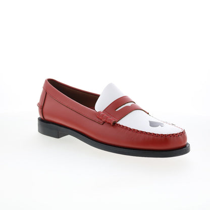 Sebago Classic Dan Gambling Mens Red Leather Loafers & Slip Ons Penny Shoes
