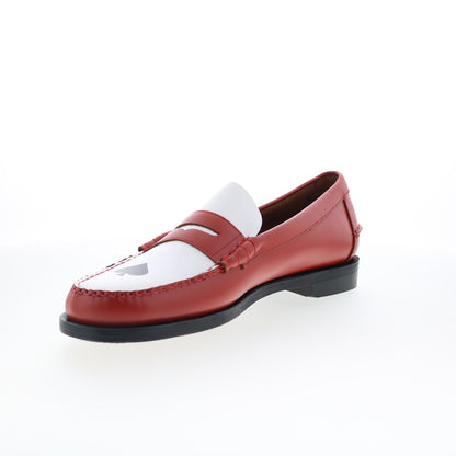 Sebago Classic Dan Gambling Mens Red Leather Loafers & Slip Ons Penny Shoes