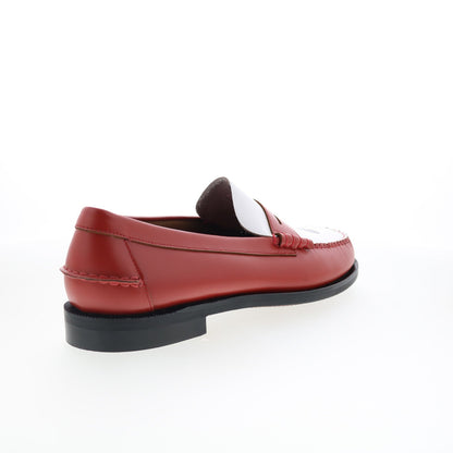Sebago Classic Dan Gambling Mens Red Leather Loafers & Slip Ons Penny Shoes