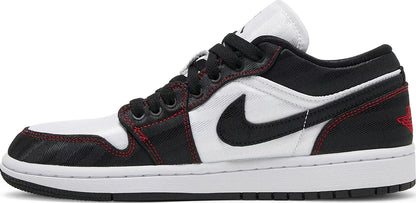 Nike Womens Air Jordan 1 Low SE Utility Sneakers - 'White Black Red'