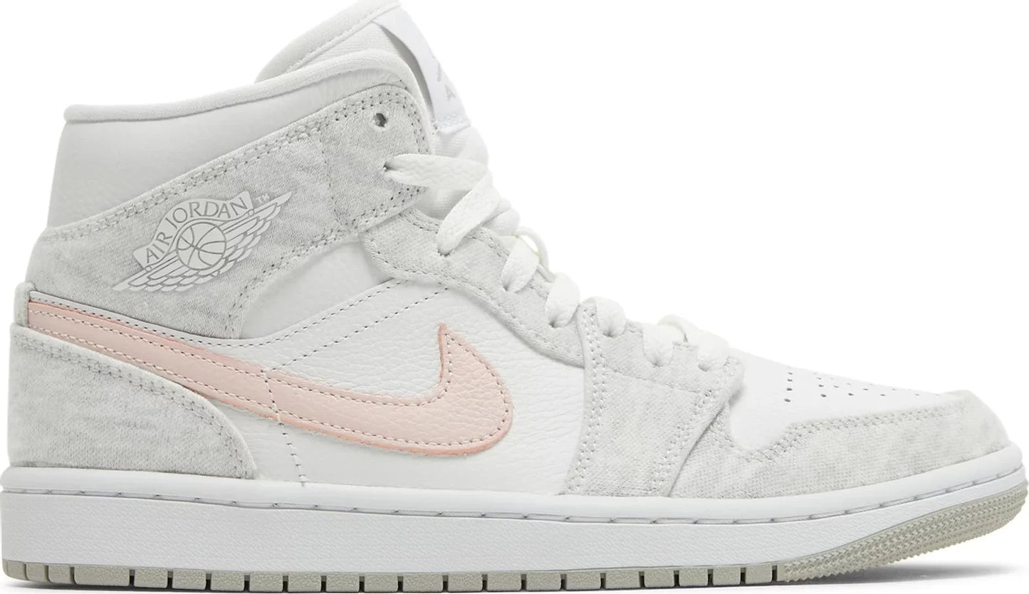 Nike Womens Air Jordan 1 Mid SE Sneakers - 'White Light Iron Ore'