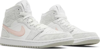 Nike Womens Air Jordan 1 Mid SE Sneakers - 'White Light Iron Ore'