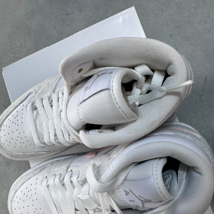 DISPLAY - Nike Womens Air Jordan 1 Mid SE Sneakers - 'White Light Iron Ore'