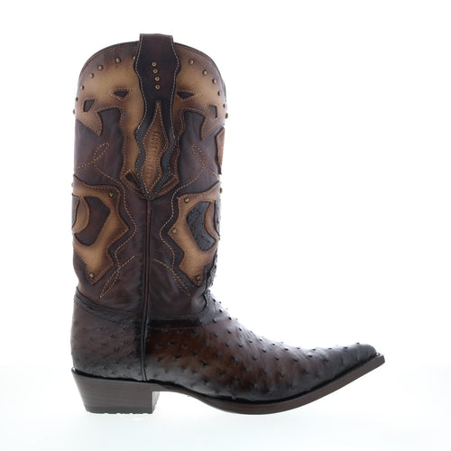 Los Altos 3X Toe Ostrich 95VF0316 Mens Brown Wide Cowboy Western Boots