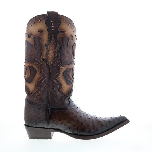Los Altos 3X Toe Ostrich 95VF0316 Mens Brown Wide Cowboy Western Boots