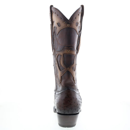Los Altos 3X Toe Ostrich 95VF0316 Mens Brown Wide Cowboy Western Boots