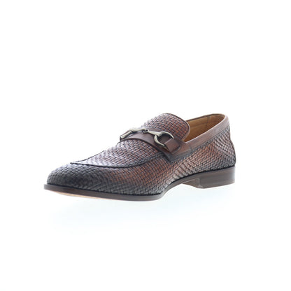 Mezlan Woven Leather Horsebit Loafers 9897 Mens Brown Loafers Casual Shoes