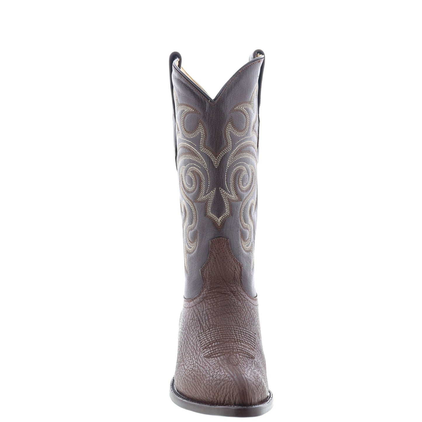 Los Altos J-Toe Shark Exotic Leather Mens Brown Wide Cowboy Western Boots