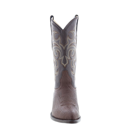 Los Altos J-Toe Shark Exotic Leather Mens Brown Wide Cowboy Western Boots