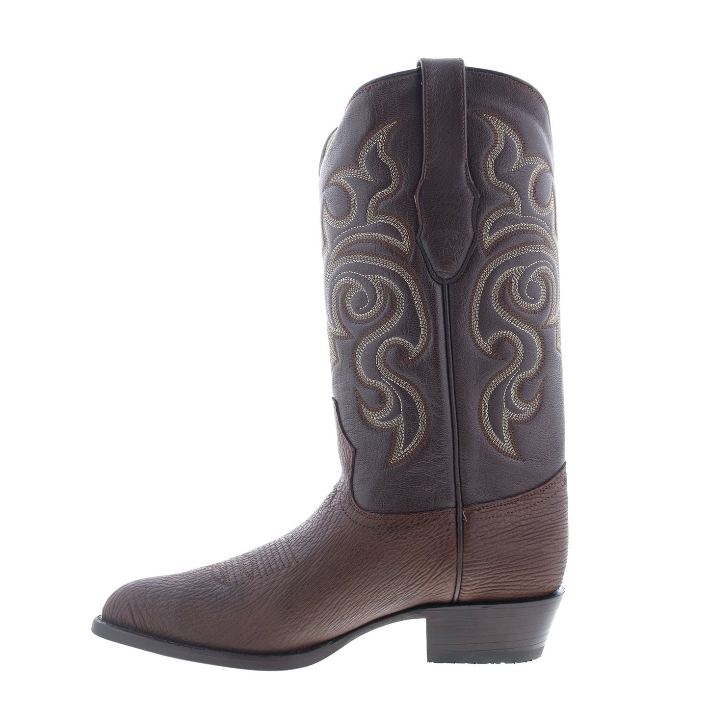 Los Altos J-Toe Shark Exotic Leather Mens Brown Wide Cowboy Western Boots