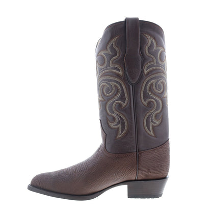 Los Altos J-Toe Shark Exotic Leather Mens Brown Wide Cowboy Western Boots