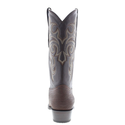 Los Altos J-Toe Shark Exotic Leather Mens Brown Wide Cowboy Western Boots