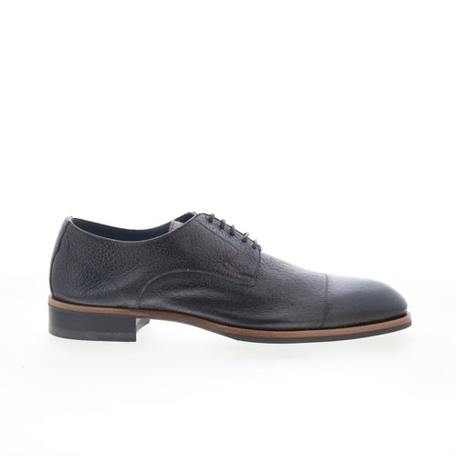 Di Bianco Bergamo Mens Brown Leather Lace Up Oxfords & Lace Ups Cap Toe Shoes