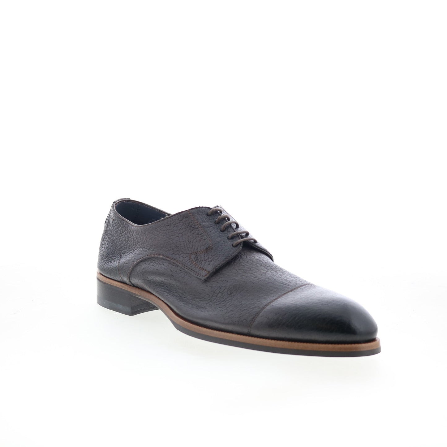 Di Bianco Bergamo Mens Brown Leather Lace Up Oxfords & Lace Ups Cap Toe Shoes
