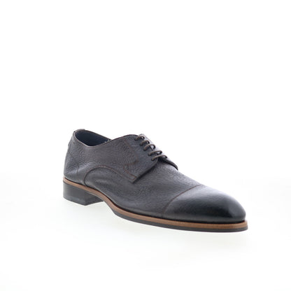 Di Bianco Bergamo Mens Brown Leather Lace Up Oxfords & Lace Ups Cap Toe Shoes
