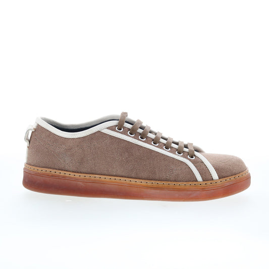 Di Bianco Biella Mens Brown Canvas Lace Up Lifestyle Sneakers Shoes