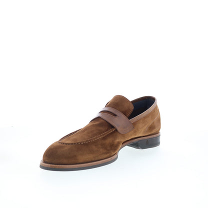 Di Bianco Brera Mens Brown Suede Slip On Loafers & Slip Ons Penny Shoes