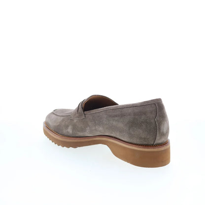 Di Bianco Brera Mens Brown Suede Slip On Loafers & Slip Ons Penny Shoes