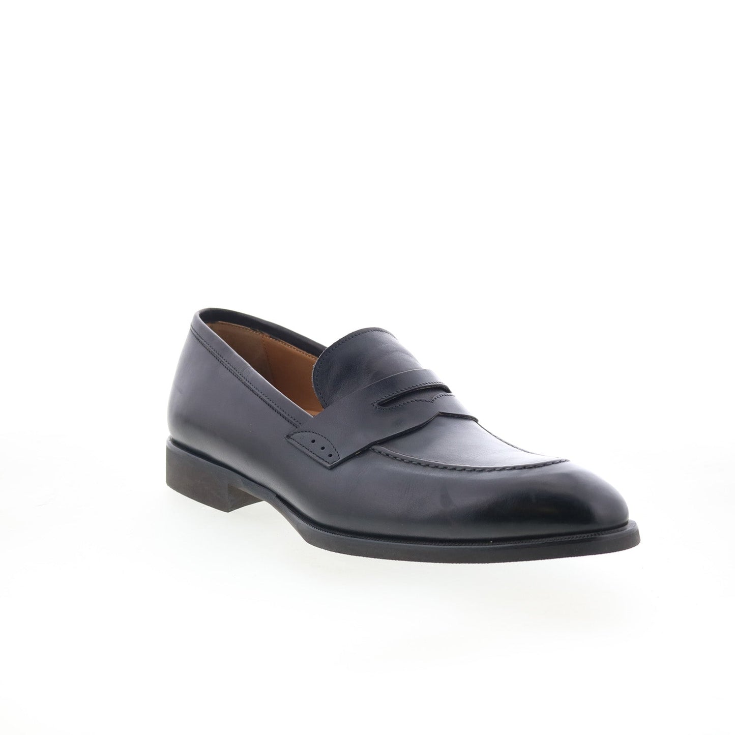 Di Bianco Brera Mens Black Leather Slip On Loafers & Slip Ons Penny Shoes