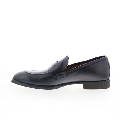 Di Bianco Brera Mens Black Leather Slip On Loafers & Slip Ons Penny Shoes
