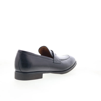 Di Bianco Brera Mens Black Leather Slip On Loafers & Slip Ons Penny Shoes