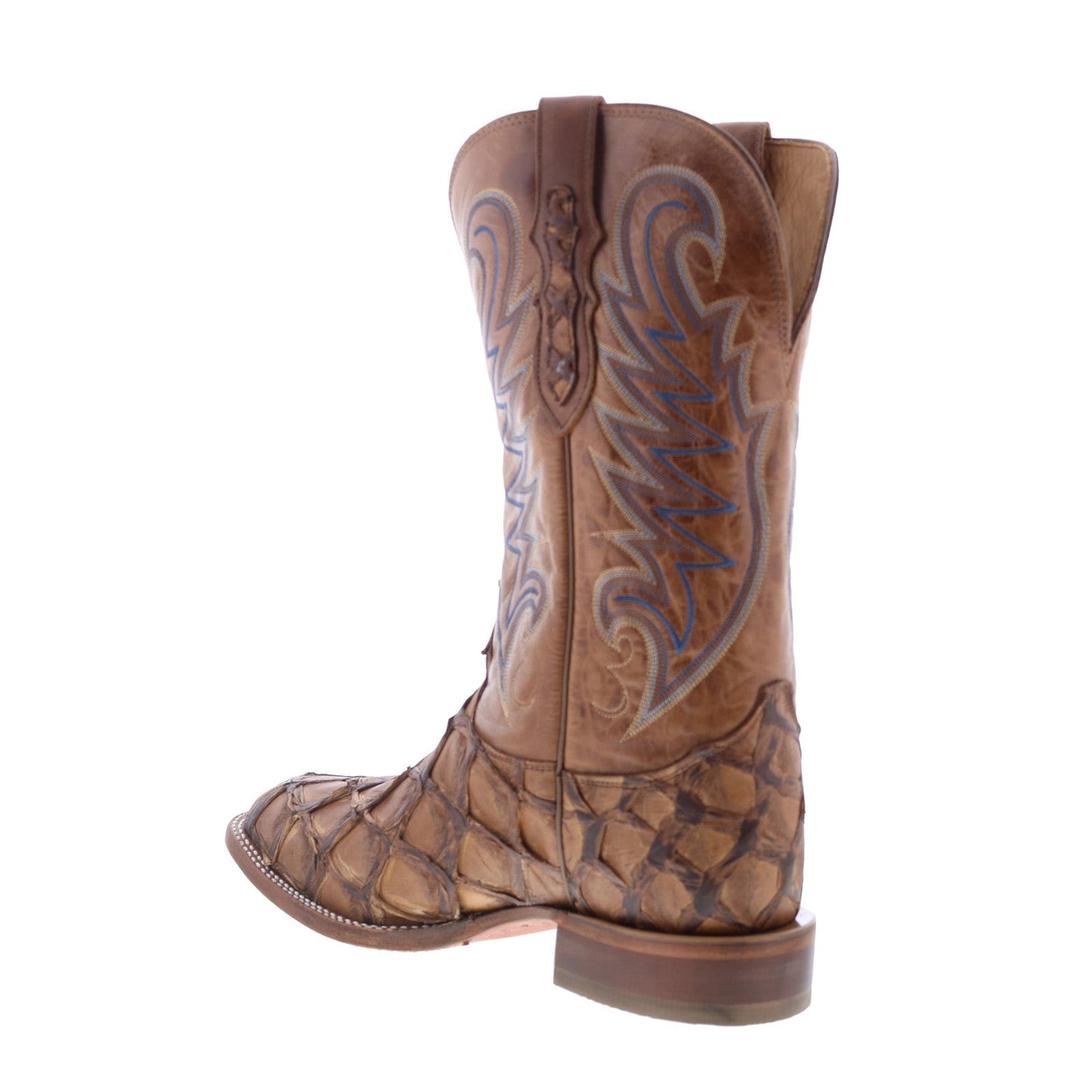 Tony Lama Everett Pirarucu Made In USA Mens Brown Cowboy Western Boots